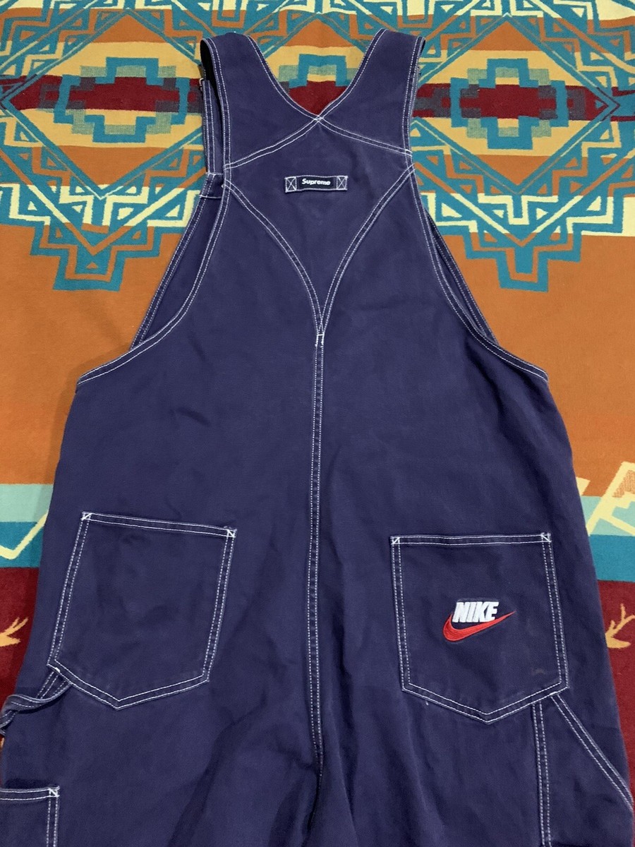 RARE🔥 Nike x Supreme Logo Embroidered Navy Twill Men's Overalls