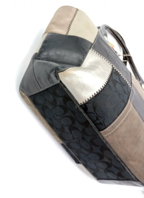 Coach Bleecker Black Leather & Suede Patchwork Tote | eBay