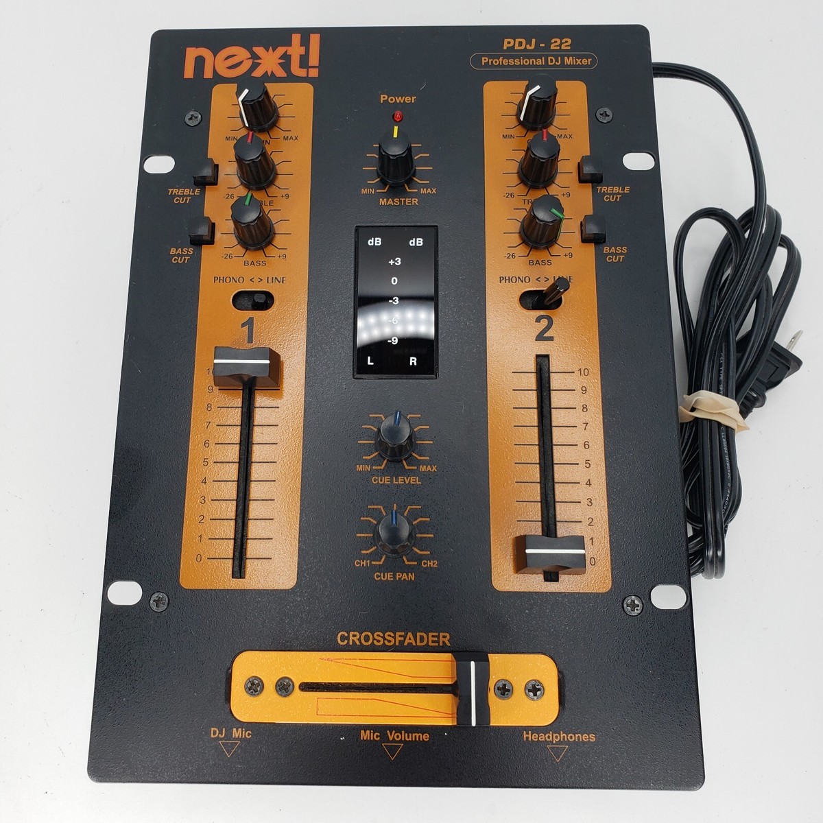 NEXT Crossfader PDJ-22 Professional DJ Mixer Black Orange w/ Power