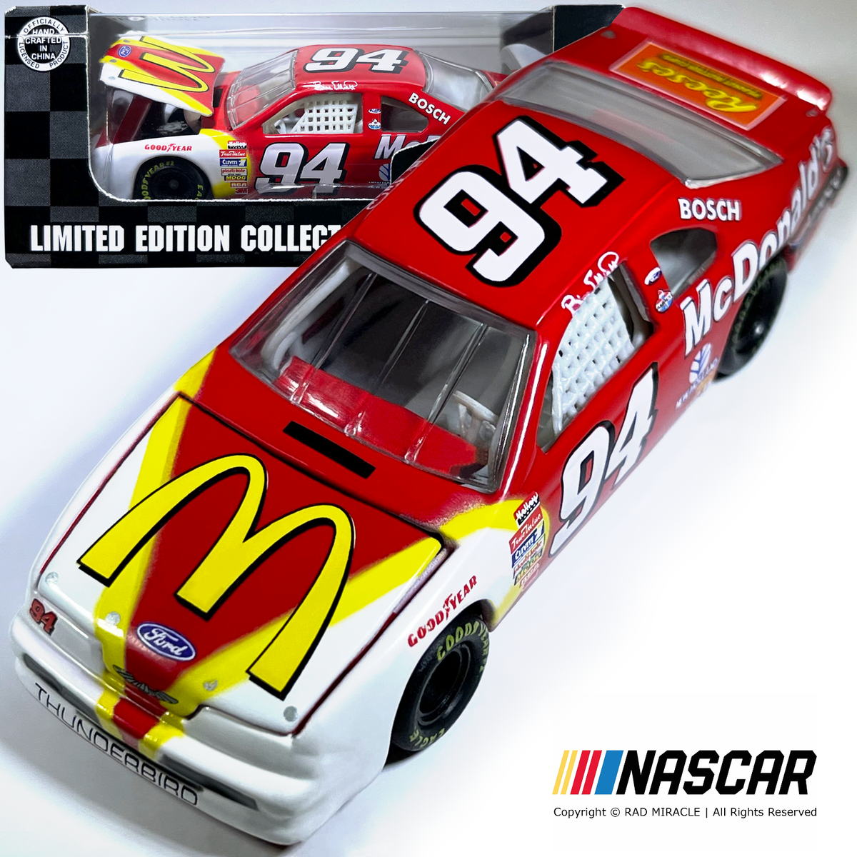 PREMIUM CAR! NASCAR 1996 1:64 MCDONALD'S 94 FORD THUNDERBIRD BILL