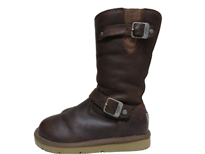 UGG® AUSTRALIA KENSINGTON 5678 TOAST LEATHER BIKER BOOTS UK 4.5