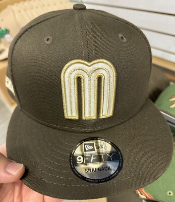 New Era Mexico Baseball Hat 9Fifty Snapback Brown Gold M Logo | eBay