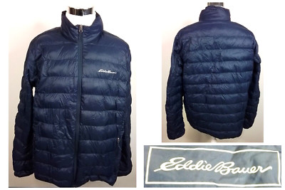 Eddie Bauer Down Jacket Men's TXL Navy Blue Puffer #W3431 | eBay