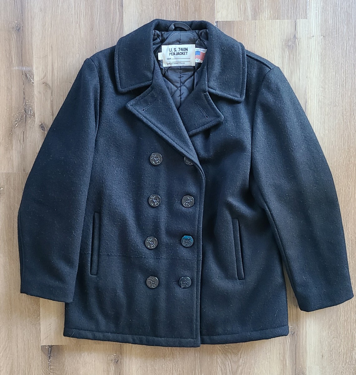 Original Schott Mint Women's Wool Blend Black Peacoat 750W - Size