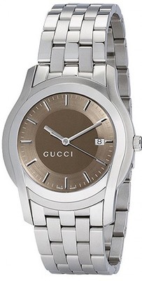 Gucci YA055215 Men's Stainless Steel Brown Matte Date Swiss Made