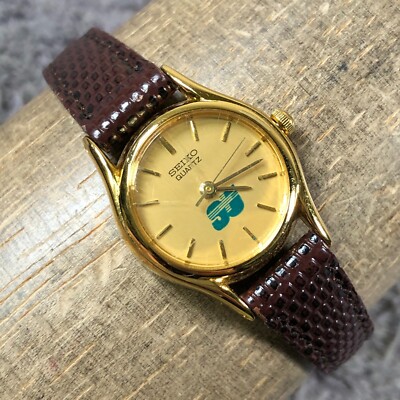 Vintage Seiko Women 2Y01-0A10 Dress Black Leather Quartz Analog