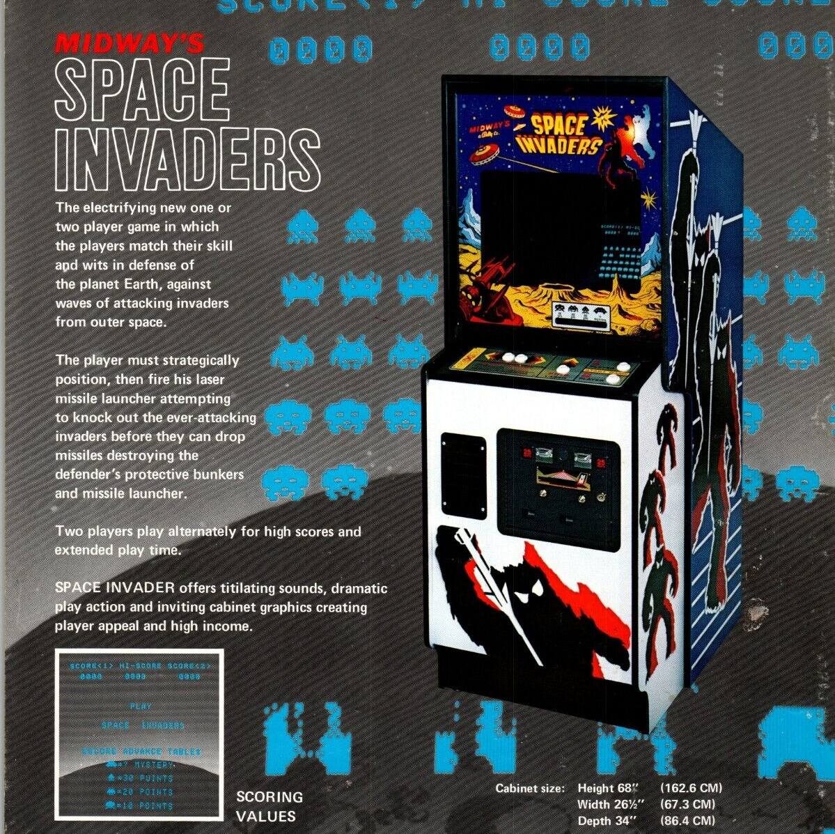Space Invaders Arcade Game Flyer Original Video Art Alien Invasion