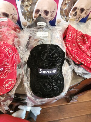 Supreme Velvet Paisley Camp Cap Black FW23 Authentic Brand New