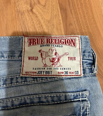 True Religion World Tour Rainbow Joey Denim Jeans Men's 36”x 33