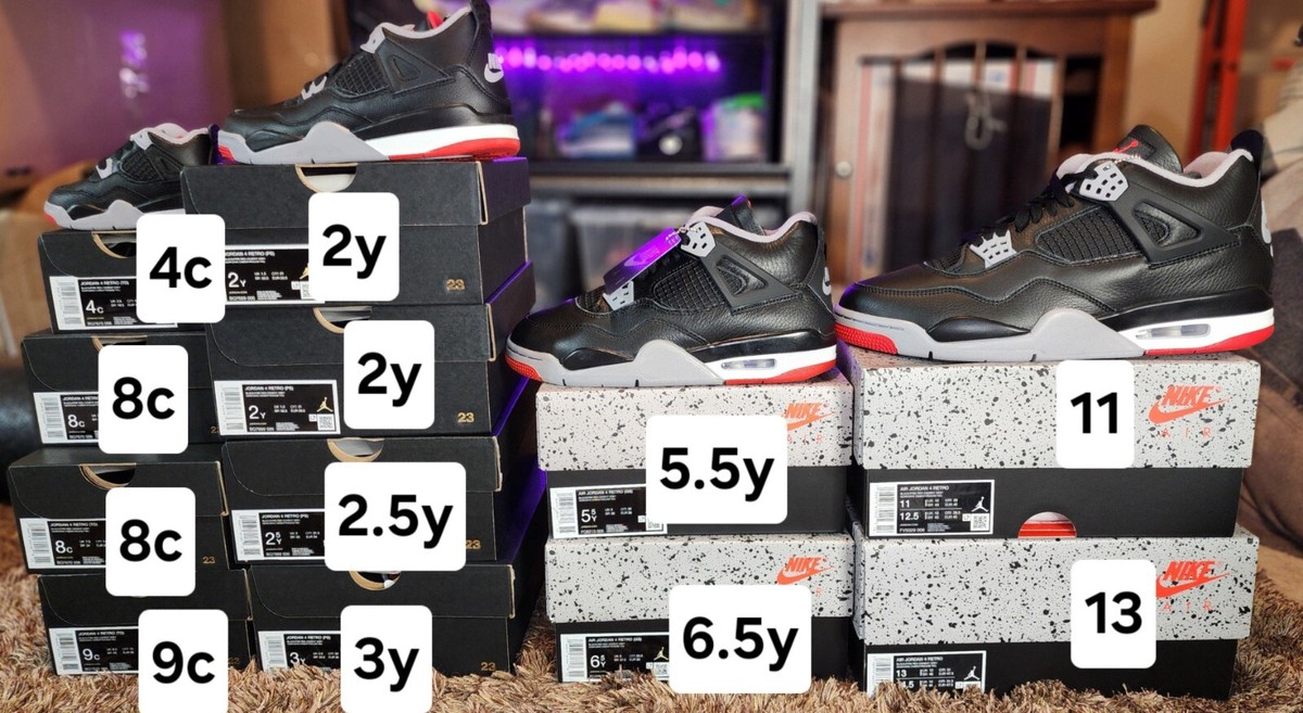 2024 Nike Air Jordan 4 Retro Bred Reimagined Mens and Kids Sizes