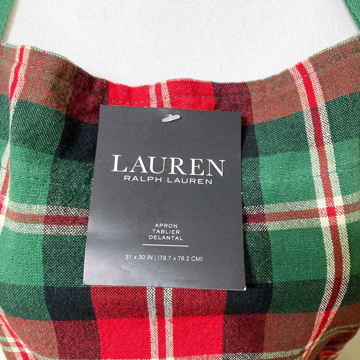 Ralph Lauren Plaid Kitchen Apron Cotton Designer Fall Christmas