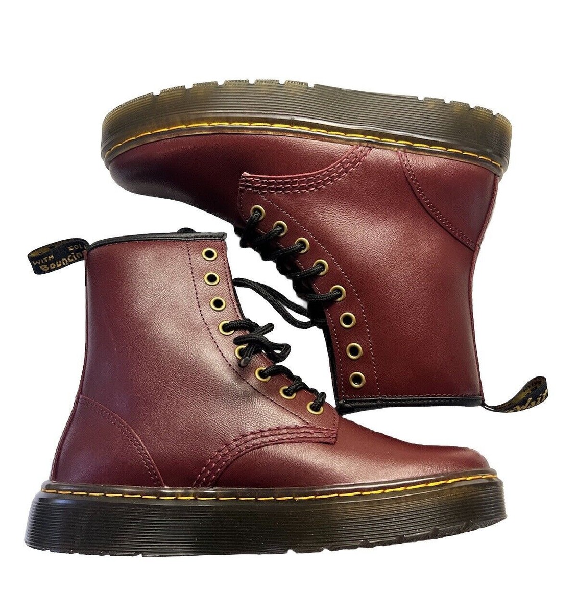 Dr Martens Unisex Zavala Red Cherry Leather Lace-up Flat Combat