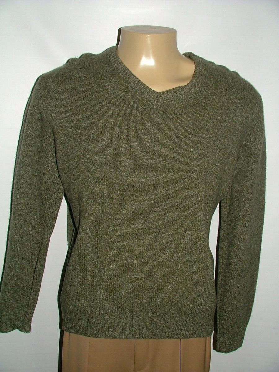 MENS GRAN SASSO V-NECK SWEATER SIZE 52 L 100%WOOL MADE IN ITALY