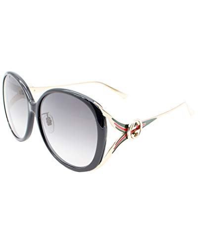 Gucci GG0226SK Designer Sunglasses in Black/Gold/Gray Gradient