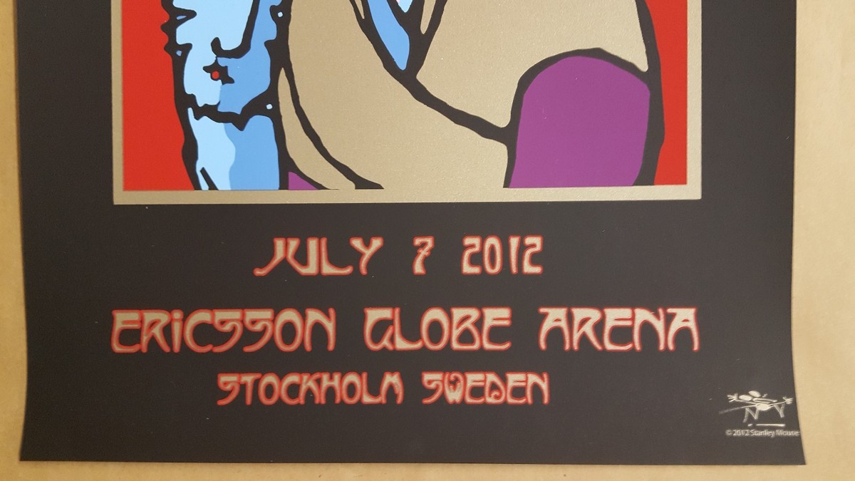 Pearl Jam Concert Poster by Stanley Mouse 7/07/2012 Stockholm