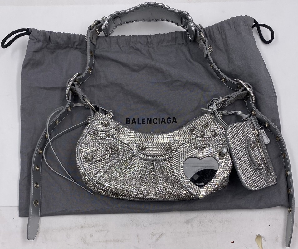 BALENCIAGA LE CAGOLE XS WOMENS LEATHER BUCKLE SHOULDER BAG W