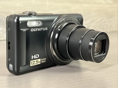 Olympus VR-320 14MP 12.5x Zoom Compact Black Digital Camera Bundle