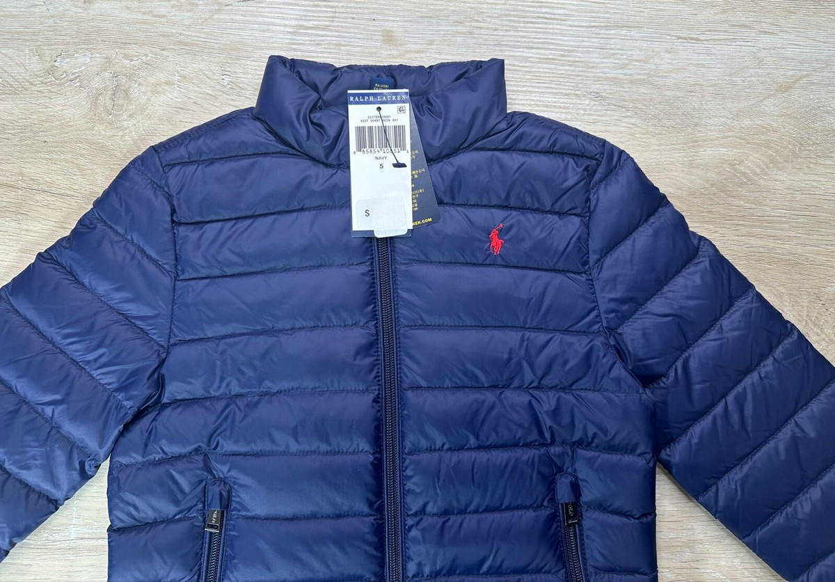 Polo RALPH LAUREN Unisex JACKET Navy Red 6 Quilted DOWN Puffer