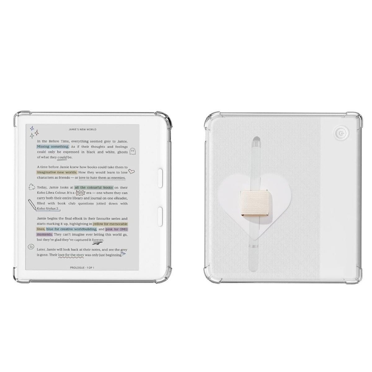 Clear Case for Kobo Libra Colour with Stylus Pen Holder, Libra