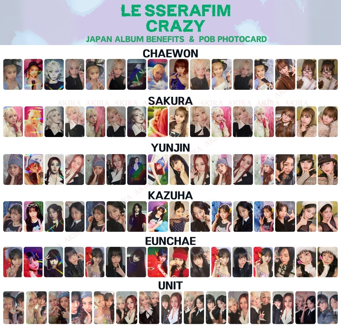 LE SSERAFIM JAPAN 3rd SINGLE CRAZY ALBUM PHOTO CARD & JAPAN POB