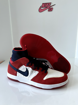 NIKE SB DUNK HIGH ELITE (SIZE 12) (917567-641) (RED/NAVY/WHITE