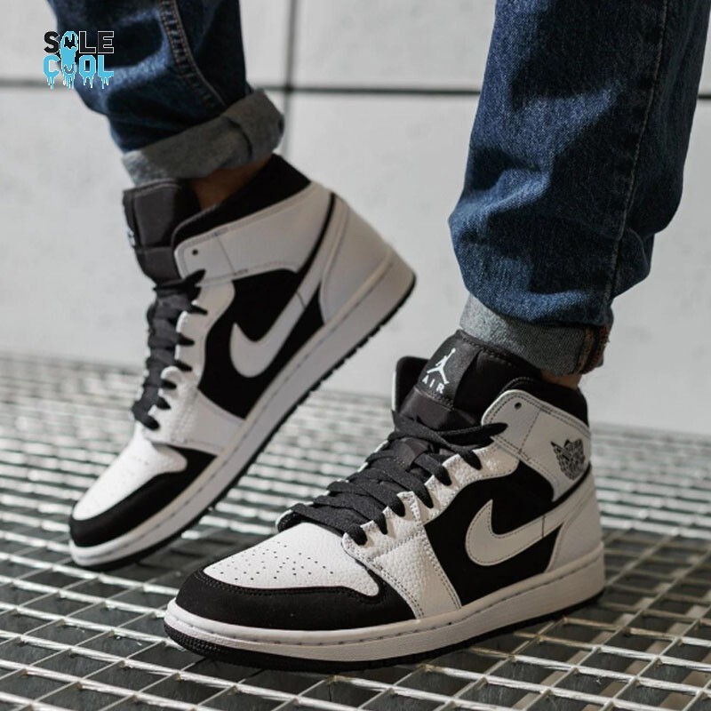 Nike Air Jordan 1 Retro Mid Tuxedo Black White Men's Sneakers
