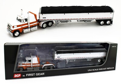 DCP 1:64 *WHITE & ORANGE* FORD LTL 9000 Flattop & Wilson Grain