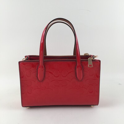 COACH Nina Small Tote Bag Signature Leather CV400 Red Outlet NEW