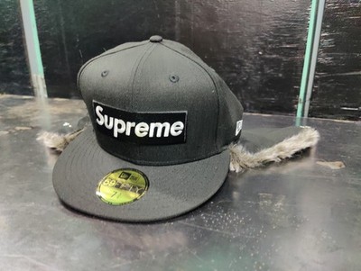 SUPREME x NEW ERA Ear Flap Faux FUR TRAPPER Hat Black FW19 7 3/8