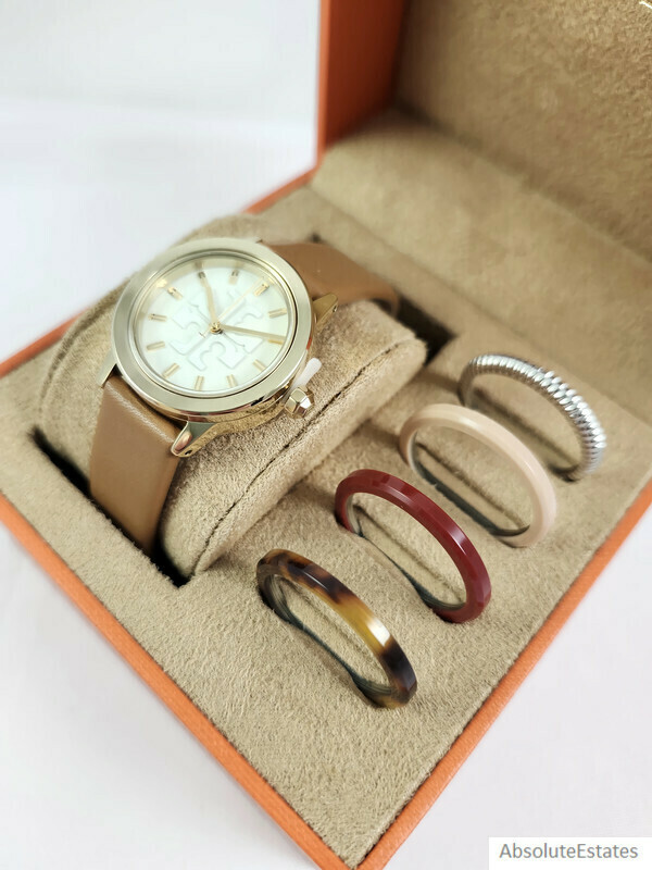 NEW Tory Burch Gold Gigi Watch Interchangeable Bezel Gift Set