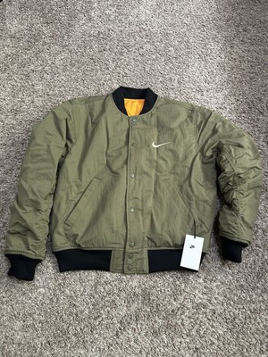 New NIKE x STUSSY REVERSIBLE VARSITY JACKET FJ9153-222 Green STUCY