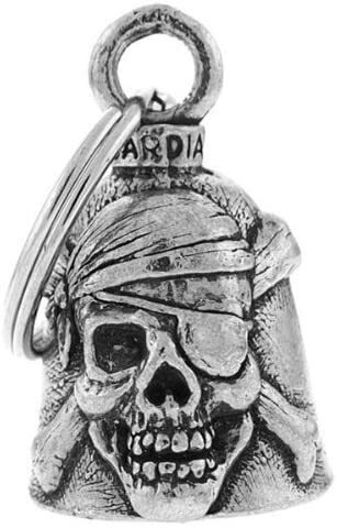 PIRATE SKULL GUARDIAN BELL w/ FREE CHROME SPIKE KUSTOM KAPZ fits
