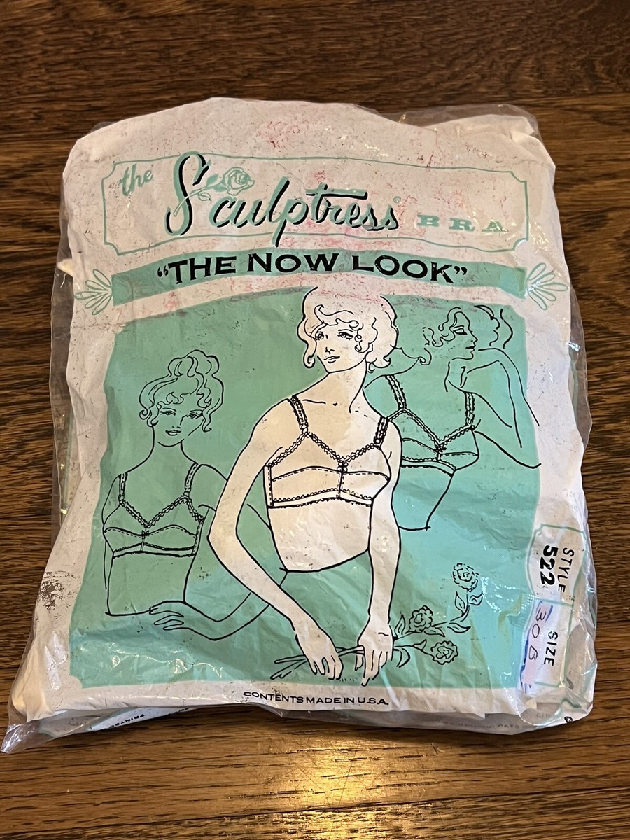 NEW Vintage 1970's Sculptress White Poly Bra Style 522 w/Attached