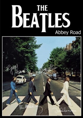 THE BEATLES POSTER - SIGNED - ALBUM COVER - ABBEY ROAD - PHOTO