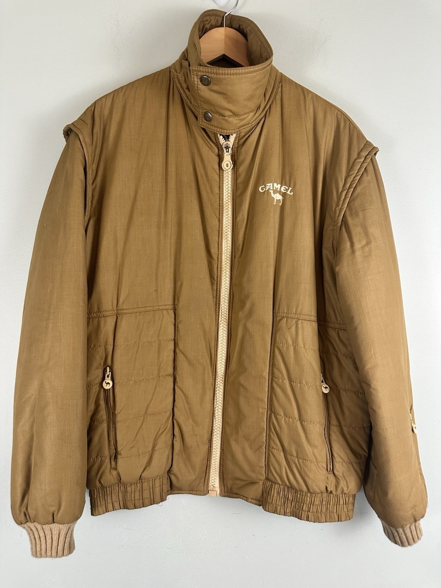 VTG Camel Cigarette Promo Jacket L Brown Puffer Bomber 80s 90s