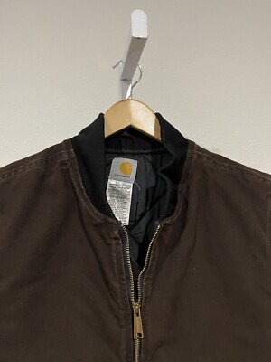 Vintage Carhartt Duck Canvas Quilt Lined Vest Made In USA FullZip