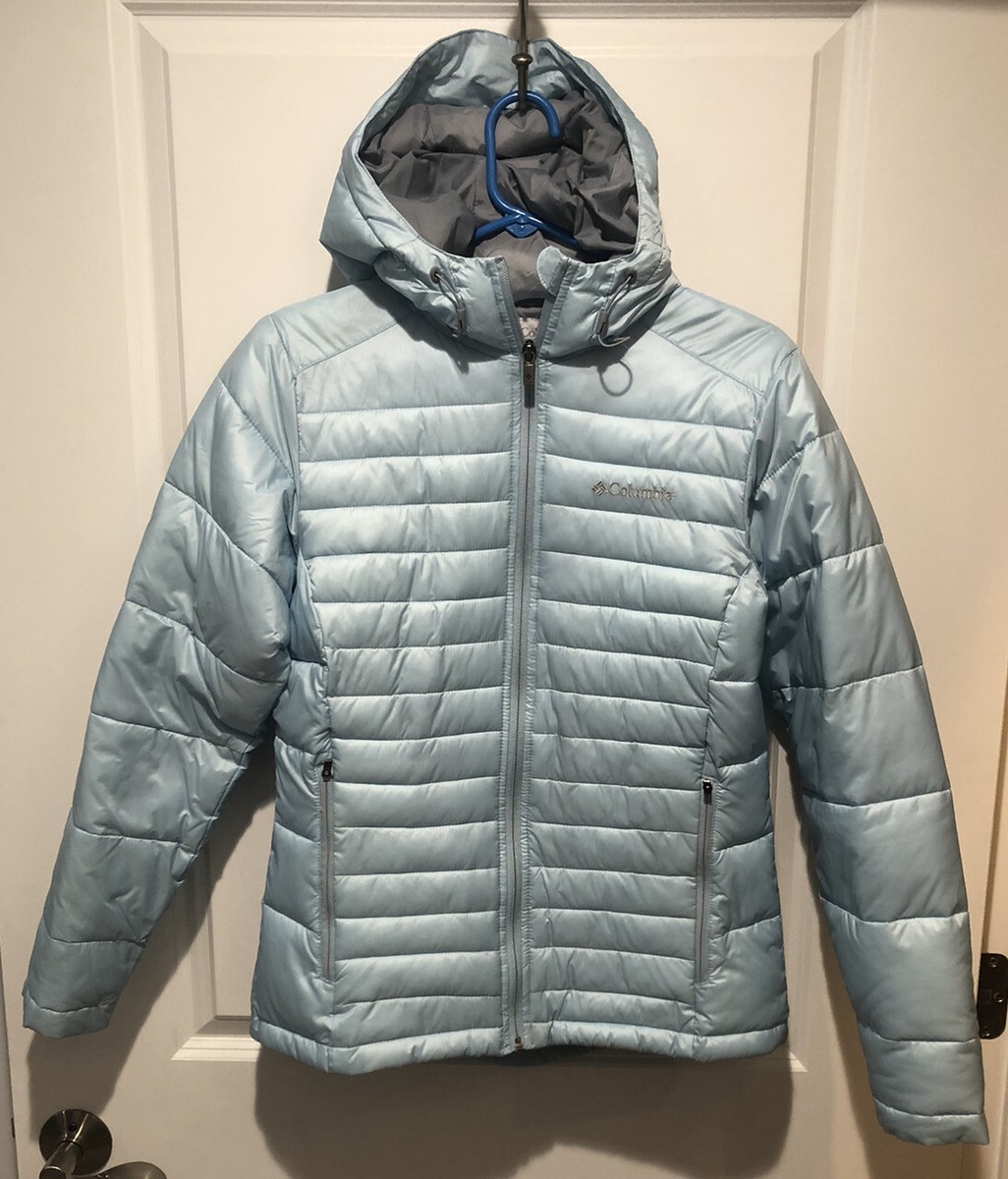 Columbia Sportswear Women's Light Blue Hooded Puffer Jacket Size