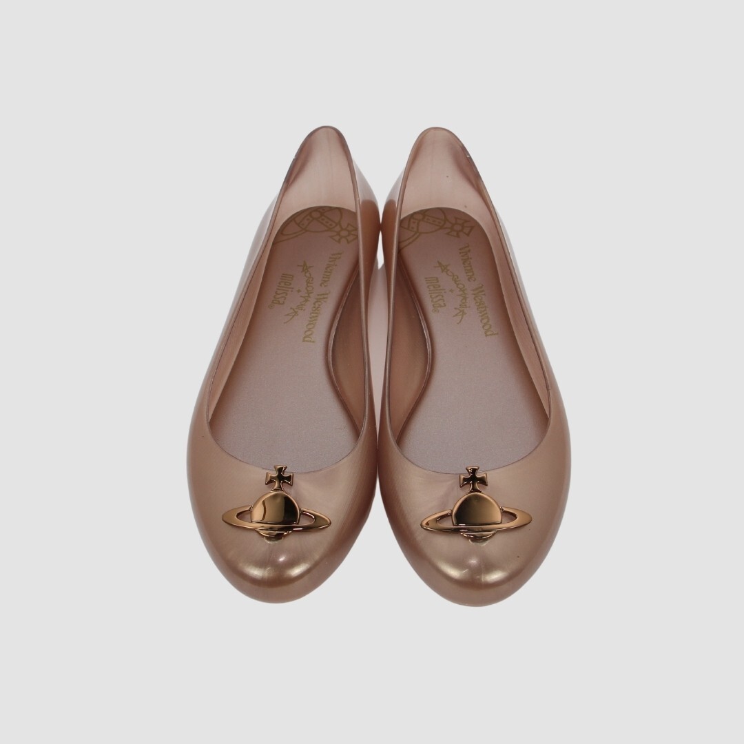 Melissa x Vivienne Westwood Rose Gold Jelly Shoes Flats Heels Auth