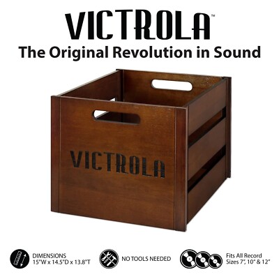 Victrola Wooden Record Crate Espresso | eBay