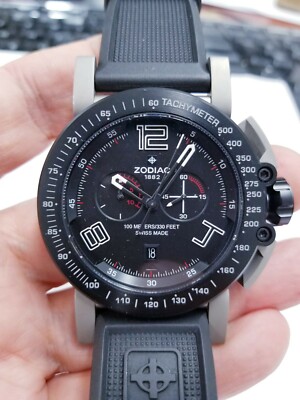 Zodiac ZMX-02 Racer Mens Black Dial Black Rubber Band Strap Watch