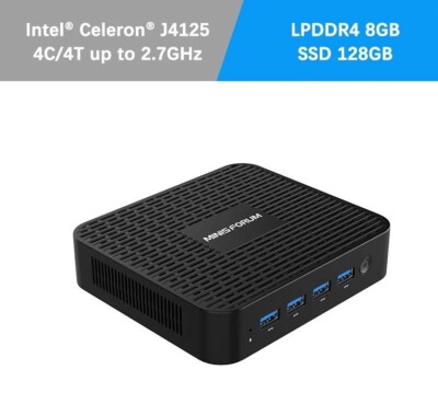 MINISFORUM GK41 Mini PC 8GB DDR4 128GB SSD Celeron J4125(up to 2.7