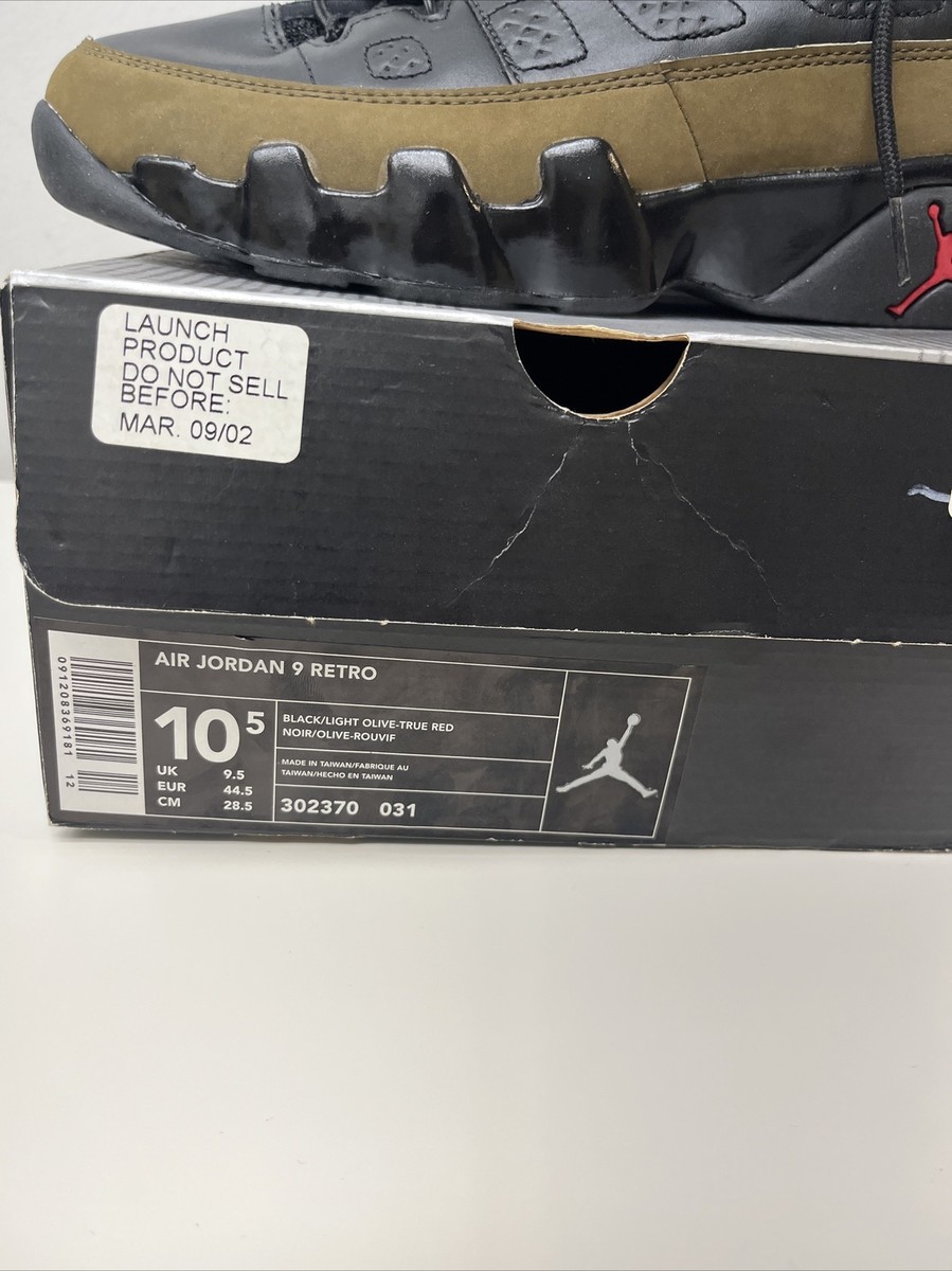 Air Jordan 9 Retro 2002 Black/Light Olive-True Red (Brand New In