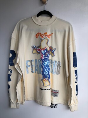 FEAR OF GOD X RRR 123 Mens Art Basel Cream Blue Graphic Print