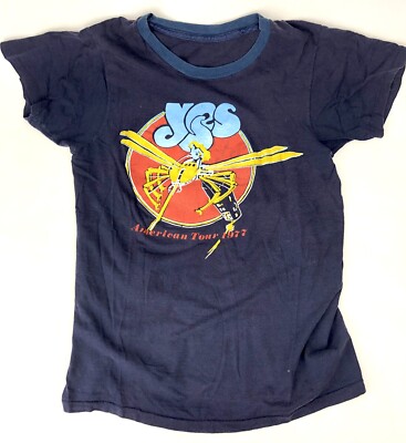 Vintage 1977 YES American Tour Shirt Blue RARE ORIGINAL Rock Band