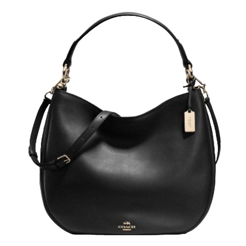 COACH Hobo Bag Y2K Ergo Black Leather Pleated Brass Gold Buckle
