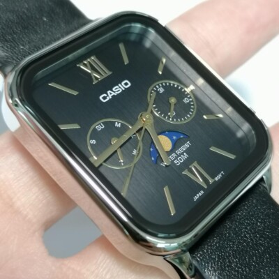 Casio MTP-M305L-1A2 Black Analog Moon Phase Classic Lunar Design
