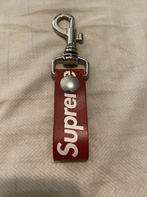 Supreme Logo Red Leather Key loop FW21 | eBay