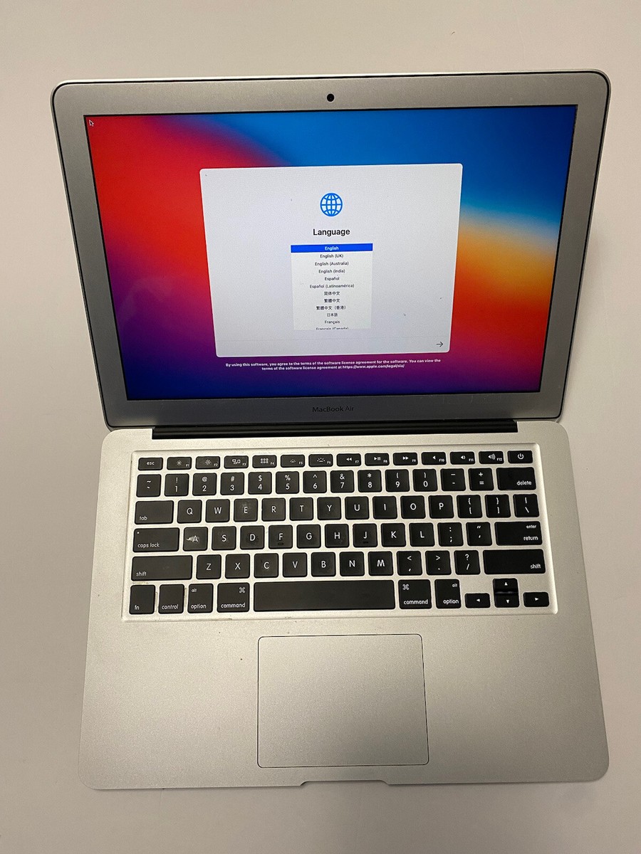 Silver Apple MacBook Air Model A1466 13 Inch Screen (2013) Works