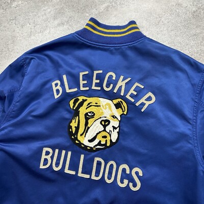 VTG RUGBY RALPH LAUREN SATIN JACKET BLEEKER BULLDOGS SIZE M BLUE