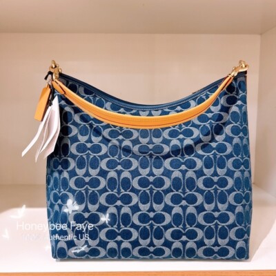 NWT Coach Laurel Large Shoulder Bag In Signature Denim CY697 | eBay